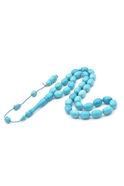 Murty99 Ibrahim Uysal Signed Beyzi Large Size Turquoise Crimping Amber Prayer Beads