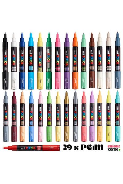 Uni Posca Pc-1M 0.7mm Marker Acrylic Painting Pen 22Pcs All Colors Full Set