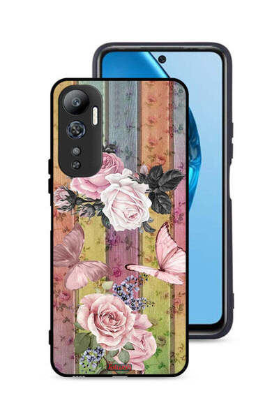 Tolwak غطاء حماية لهاتف Infinix Hot 20 4G بنقشة فراشات الخوخ والورود