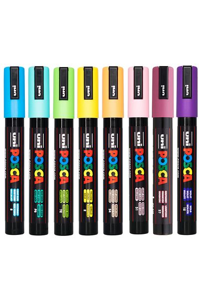 Uni Posca Pc-5M 1.8-2.5mm Marker Acrylic Painting Pen Set of 8 Spring Colors