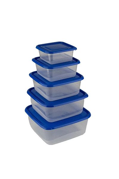 BASURRAH 5-Piece Plastic Storage Box Set – Multi-Purpose Stackable Containers for Home & Kitchen