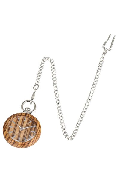 MBrands ceas de buzunar cu cuarț din lemn, culoare maro