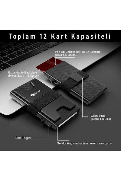 valkyrie Carbon Fiber Case with Smart Mechanism Rfid Protect Wallet Credit Card Holder 15 Cards Capacity