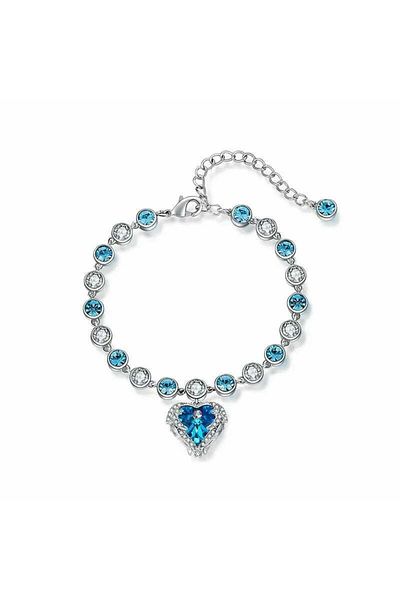 MBrands Angel Bracelet, Heart-shaped Charm with Austrian Crystal, Rhodium Plated