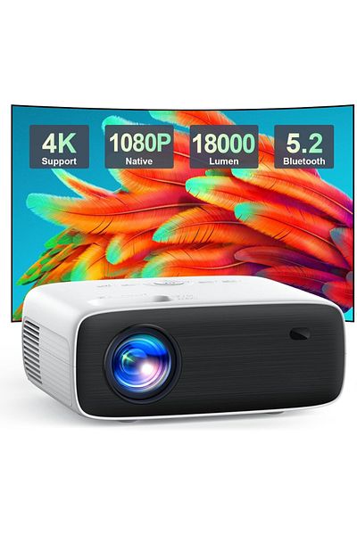 Velixo 1080P Full HD Video Projector, Bluetooth 5.2, 18000 Lumens, 4K Support, LED LCD, HDMI, AV, USB,Audio