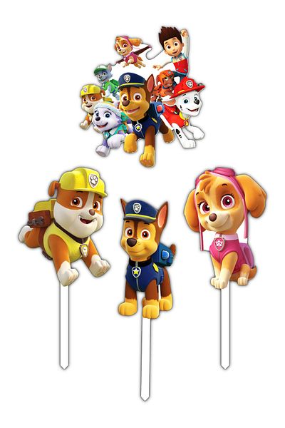 Bloom Atelier Paw Patrol Cake Figurines, Set of 4 Cake Accessories, Cake Decoration Accessories, Cake Decorations