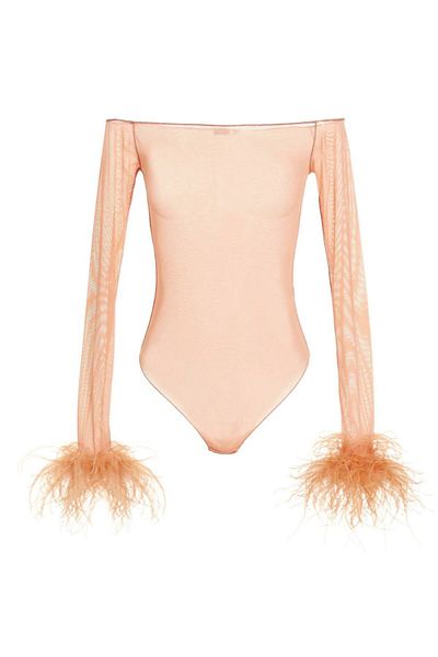 OSEREE Body din plasă transparentă cu pene Oséree