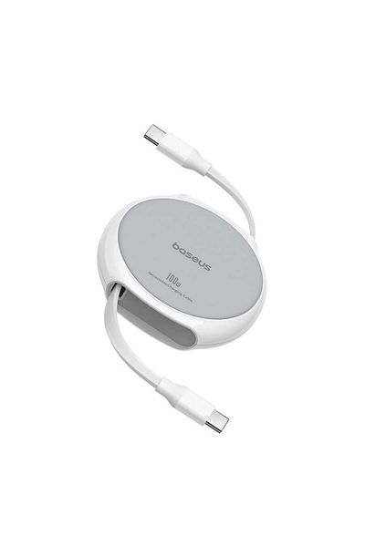 Baseus Retractable Charging / Data Cable, Type-C to Type-C, 100W, 1m, Baseus, Pathfinder Series, White