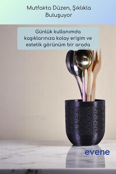 Evene Suport pentru tacâmuri de blat Suport decorativ pentru tacâmuri vertical Suport pentru tacâmuri cilindru Culoare neagră Model 77