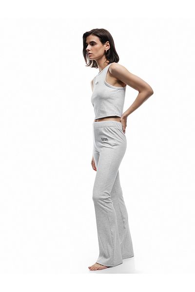 Koton Regular Waist Slim Fit Ribbed Pajama Bottoms with Processing Detail