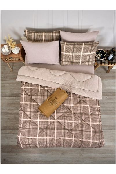 Sudemhome Double Welsoft Sleeping Set Double Sided Wellsoft Fluffy Fleece Quilt and Battal Fitted Sheet