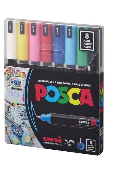 Uni Posca Pc-1Mr Marker Acrylic Painting Pen Set of 8