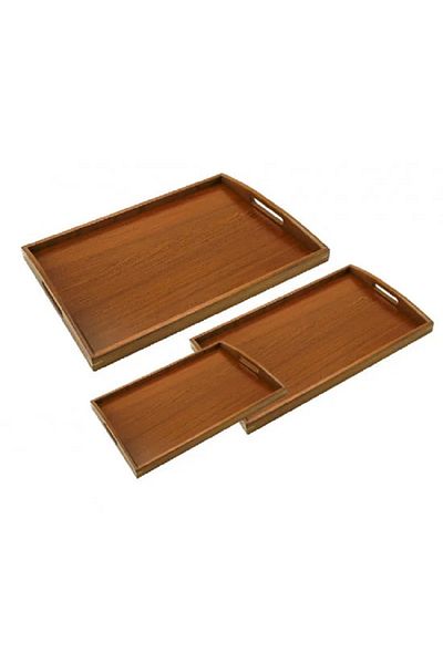 BASURRAH 3-piece wooden serving tray set