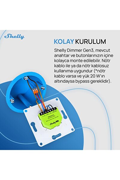 Shelly Dimmer Gen3 Akıllı Led Dimmer Kontrol Rölesi