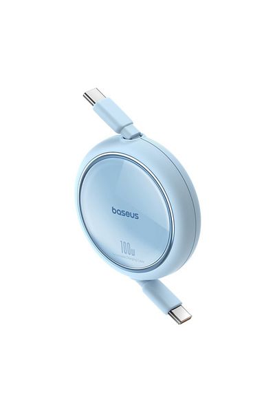 Baseus Cablu de date retractabil Type-C la Type-C, 100W, 1m, Basues, Free2Draw Mini, Albastru