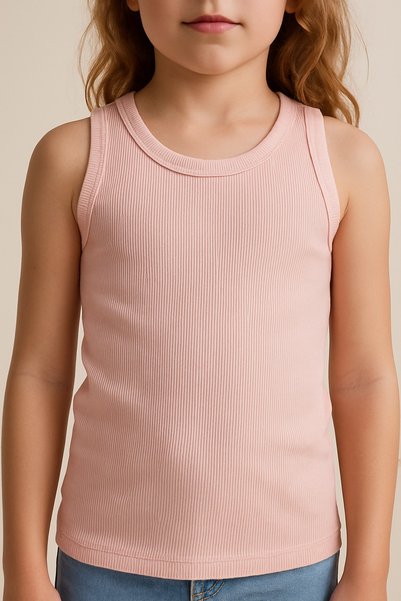 Kyex Pure Dots Girl's Ribbed Summer Dusty Pink Body Blouse