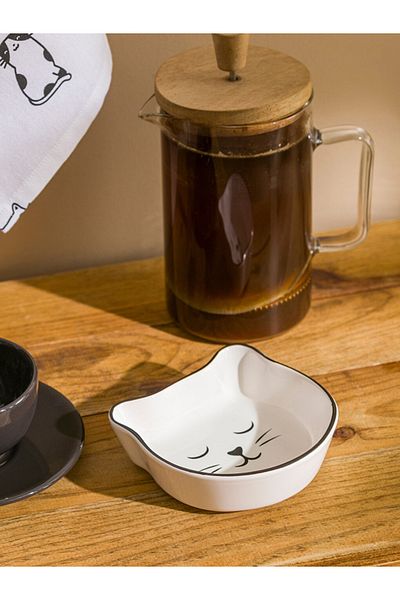 LC Waikiki Summer Collection Ceramic Snack Bowl with Cat Figure City
