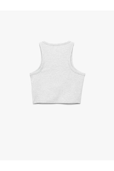 Koton Slim Fit Embroidery Detailed Crop Halter Neck Tank Pajama Top