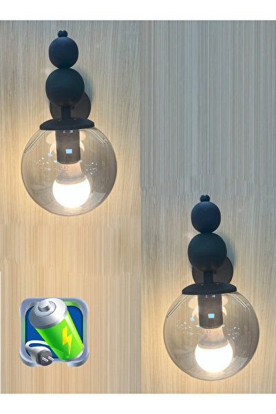 gaziantepavize Şarj Et Kullan Florida Şarjlı Pilli Aplik Füme Glop Camlı Siya...