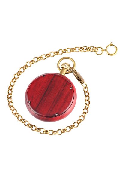 MBrands skeleton pocket watch made of wood and chain Mechanical Vintage