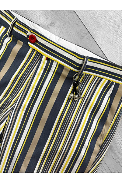 dehaine Men's casual pants, striped, slim fit, Cream, B9162