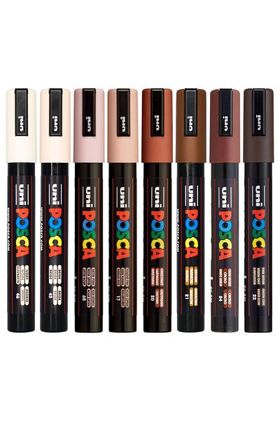 Uni Posca Pc-5M 1.8-2.5mm Marker Acrylic Painting Pen Set of 8 Portrait Colors
