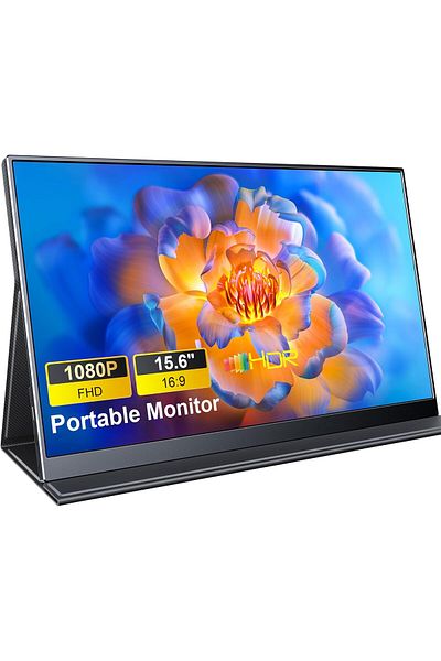 Generic شاشة MagicRaven المحمولة، شاشة كمبيوتر محمولة 15.6 بوصة بدقة 1080 بكسل، خفيفة الوزن، منفذ USB-C مزدوج، منفذ HDMI ثانٍ