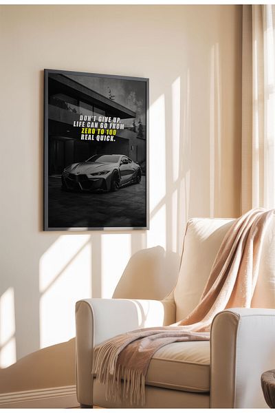 21mxm Motivational Car Poster, No Frame Canvas, "Hardest Worker" Quote, Drive to Win 2025