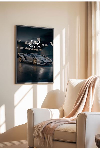 21mxm Motivational Car Poster, No Frame Canvas, "Hardest Worker" Quote, Drive to Win 2025