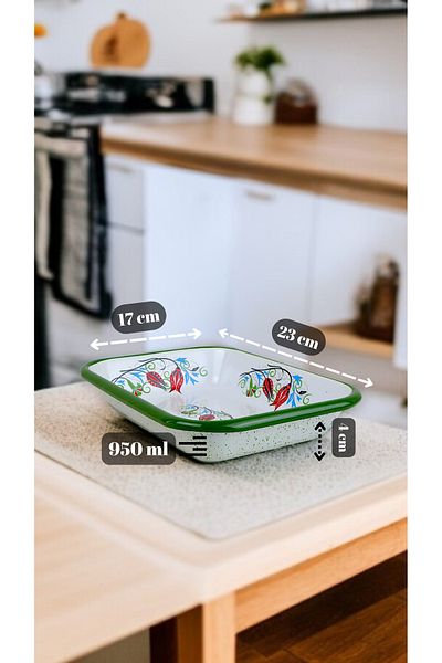 İnci Emaye No. 22 Enameled Square Plate Appetizer Breakfast Camping Picnic
