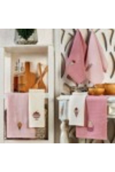 Eponj Home Set 6 prosoape de bucătărie brodate cu înghețată, 40x60cm, Eponj Home