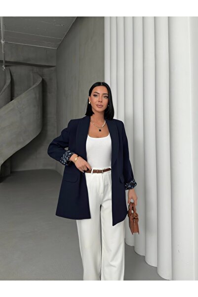 FATOŞ BUTİİK Leopar Astar Detaylı Blazer Ceket