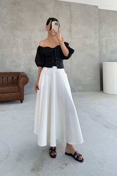Seda Yalçın Atelier Off White Freesia Skirt