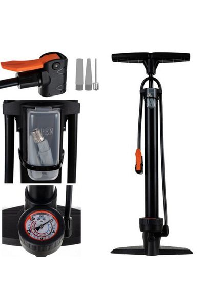 ideal STORE idealSTORE Floor Pump with Pressure Gauge Includes 3 Heads Compatible with Various Valves, Metal-Plastic