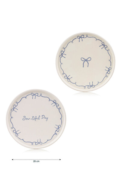 LC Waikiki Σετ 2 Κεραμικών Πιάτων Ζαχαροπλαστικής με Μικτό Σχέδιο 20 cm