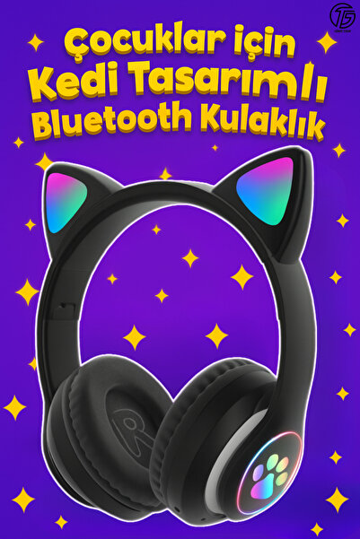 RGB Illuminated Cat Ear Bluetooth Headset with Wireless Microphone Adjustable Kids Gift