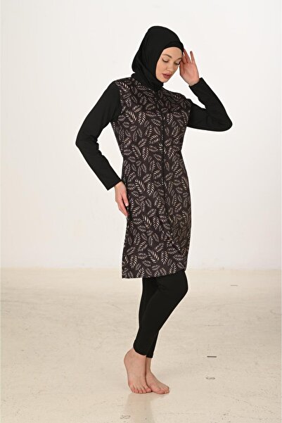 Fantasy Full Covered Patterned Parachute Fabric Hijab Swimsuit 3439