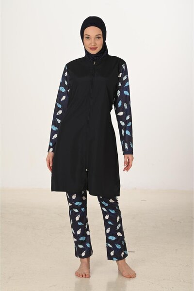 Fantasy Tam Kapalı Desenli Paraşüt Kumaş Tesettür Mayo 3429