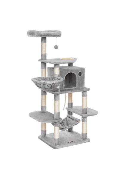 feandrea Cat play set, tree type, with bed and hiding place, 55x50x164cm, gray
