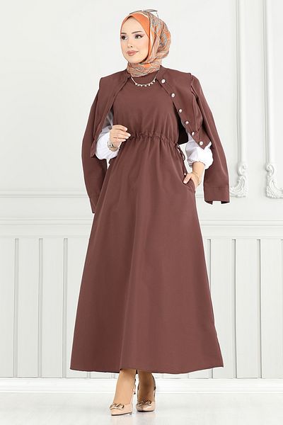 ModaMerve Hijab Gilet Suit 4450Ktr927-M Brown