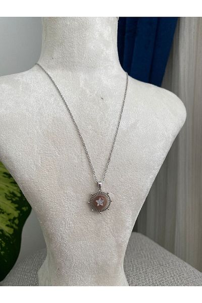 stainless steell Star Detailed Plate Steel Necklace