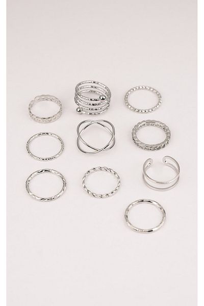 Jack Ferrero Women's Silver Color Non-Removable Ring Set