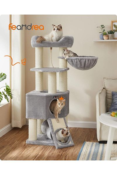 feandrea Cat play set, tree type, for large cats, 50x50x141 cm, gray