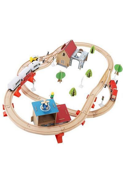 ideal STORE idealSTORE Cargo Express Multifunctional Wooden Track, Includes 89 Elements, Magne Train