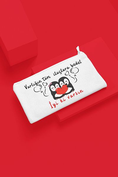 qoeuyl boutique Είναι καλό που υπάρχει - Πιγκουίνος με στάμπα, δώρο για σύζυγο, εραστή, φίλος, υφασμάτινη τσάντα μακιγιάζ Πορτοφόλι μολυβοθήκη
