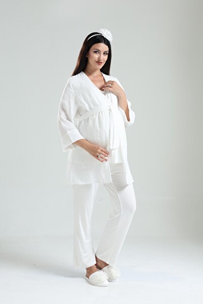 Genel Markalar Ekru Müslim Kumaş Kruvaze Emzirme Özellikli Lohusa Hamile Saba...