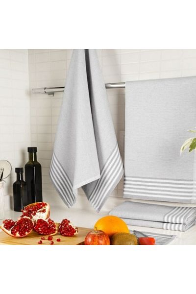 DC Home Set 5 Kitchen Towels 45x65cm Sevilla, DC Home, White/Gray
