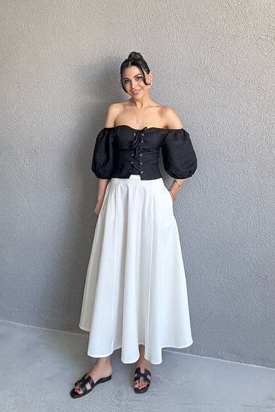 Seda Yalçın Atelier Off White Freesia Skirt