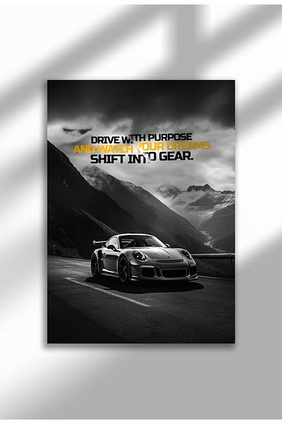 21mxm Motivational Car Poster, No Frame Canvas, "Hardest Worker" Quote, Drive to Win 2025