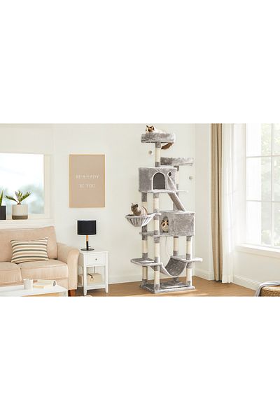 feandrea Cat play set, tree type, XXL, 2 hiding places, 60x50x206cm, gray